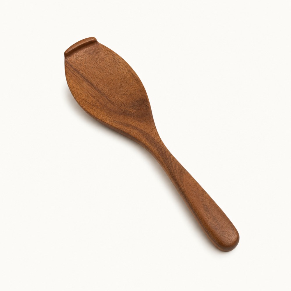 Acacia Rice Paddle, Tip Raised Off the Surface