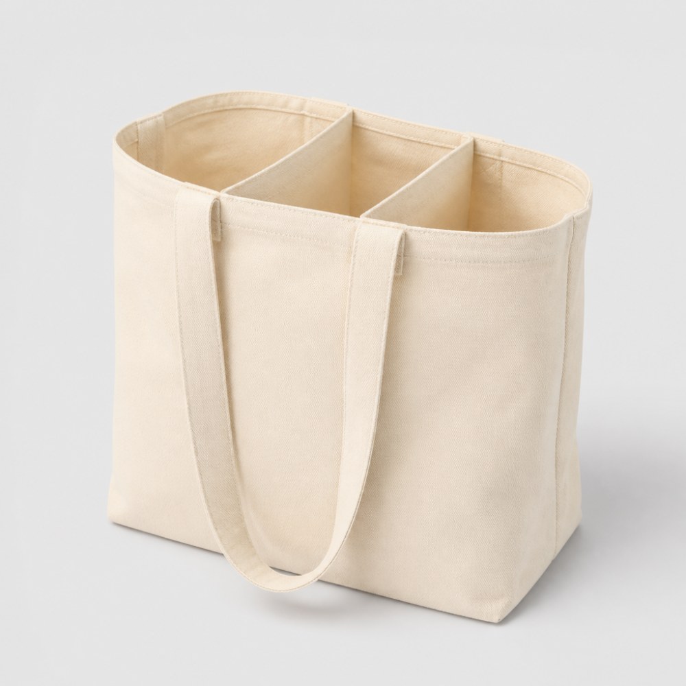 Canvas Tote Bag with 3 Compartments