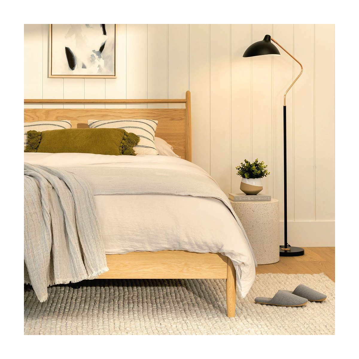 Solid Wood Panel Bed