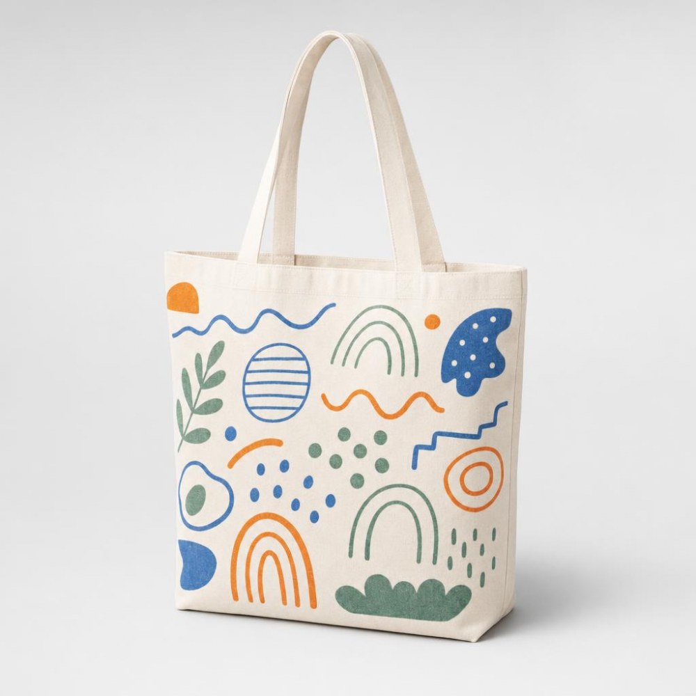Tote Bag with Hand-drawn Style Print