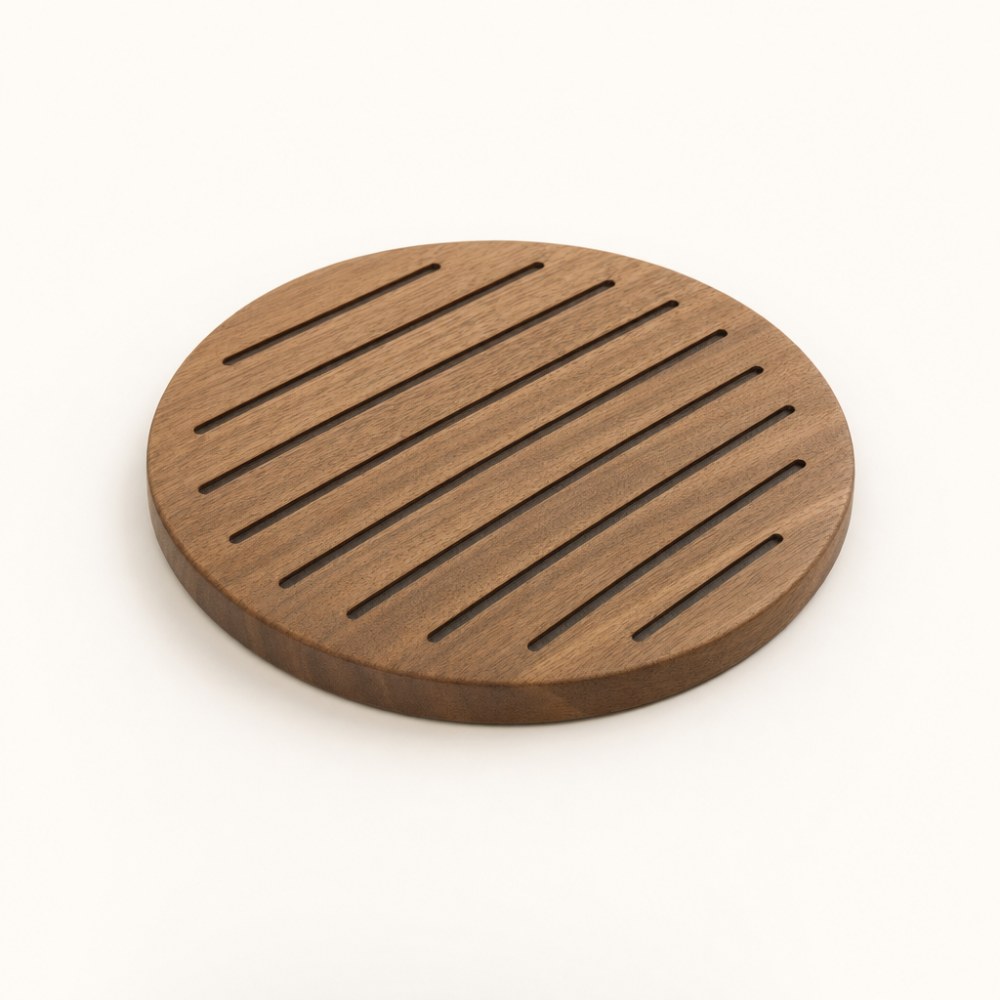 Wooden Trivet with Line Pattern