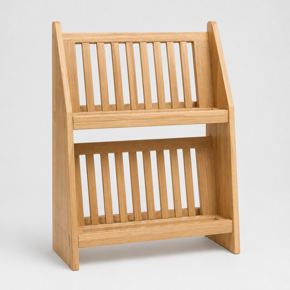 Two-tier Magazine Rack in Rubberwood