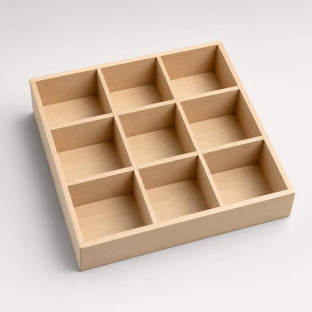 Wooden Storage Box, 9-compartment